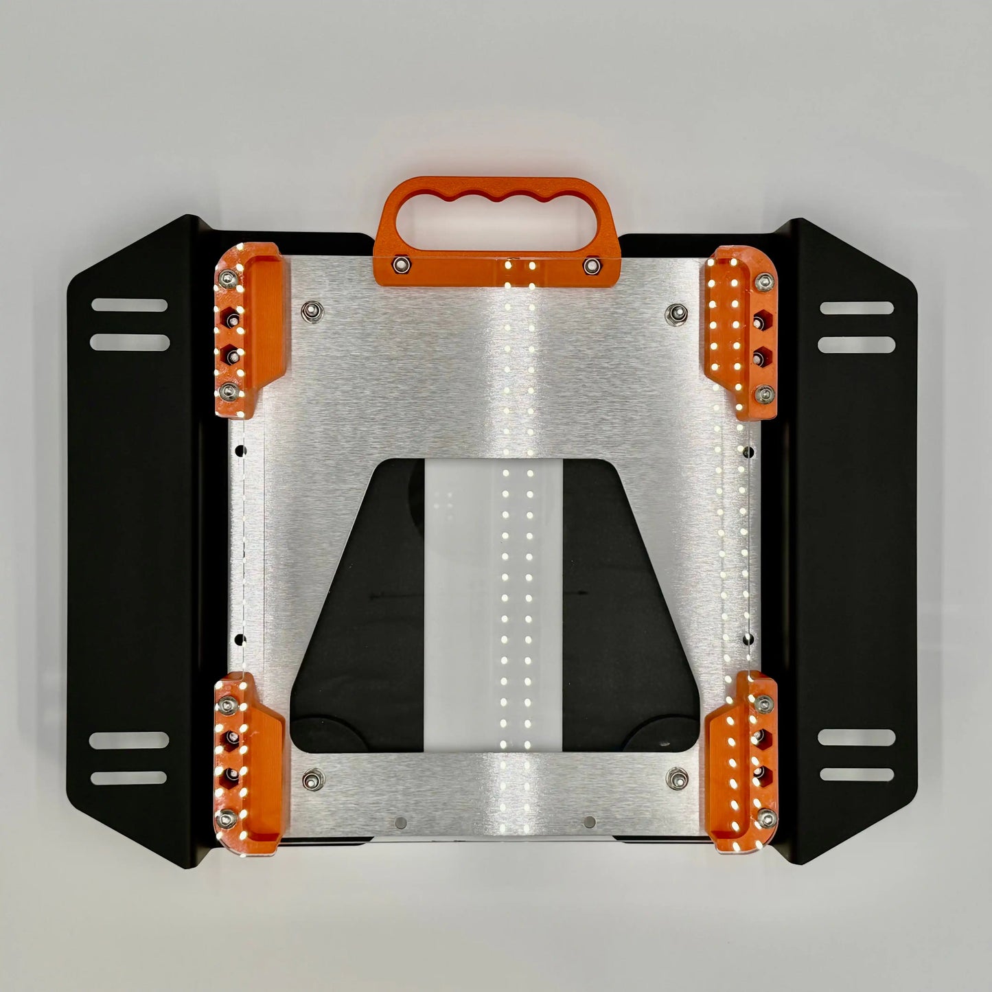 Starlink Mini quick release roof mount in orange with Poly Shield