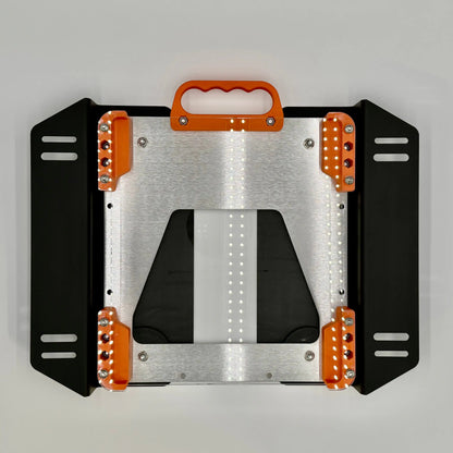 Starlink Mini quick release roof mount in orange with Poly Shield