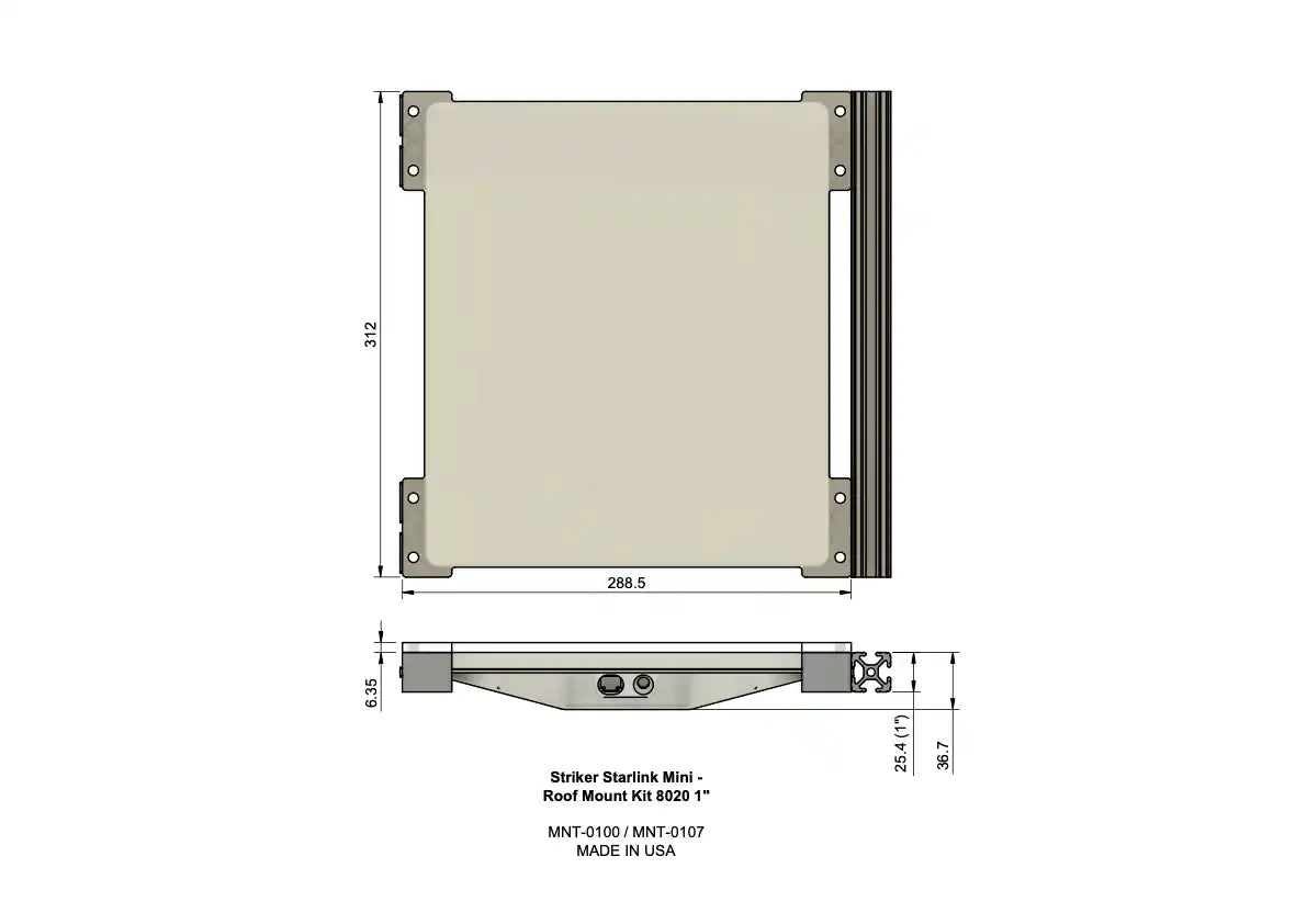 Starlink Mini 80/20 roof rack mount kit