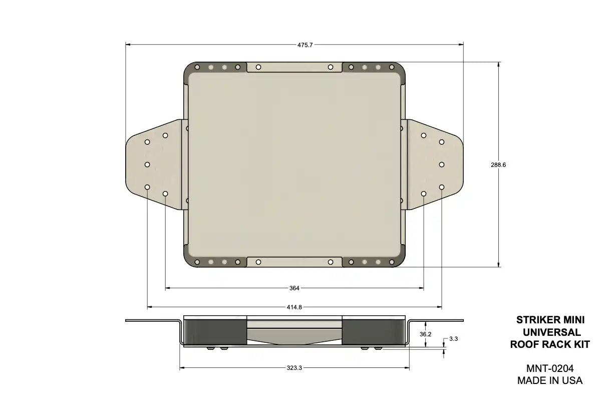 Universal Roof Rack Mount Kit for Starlink Mini diagram