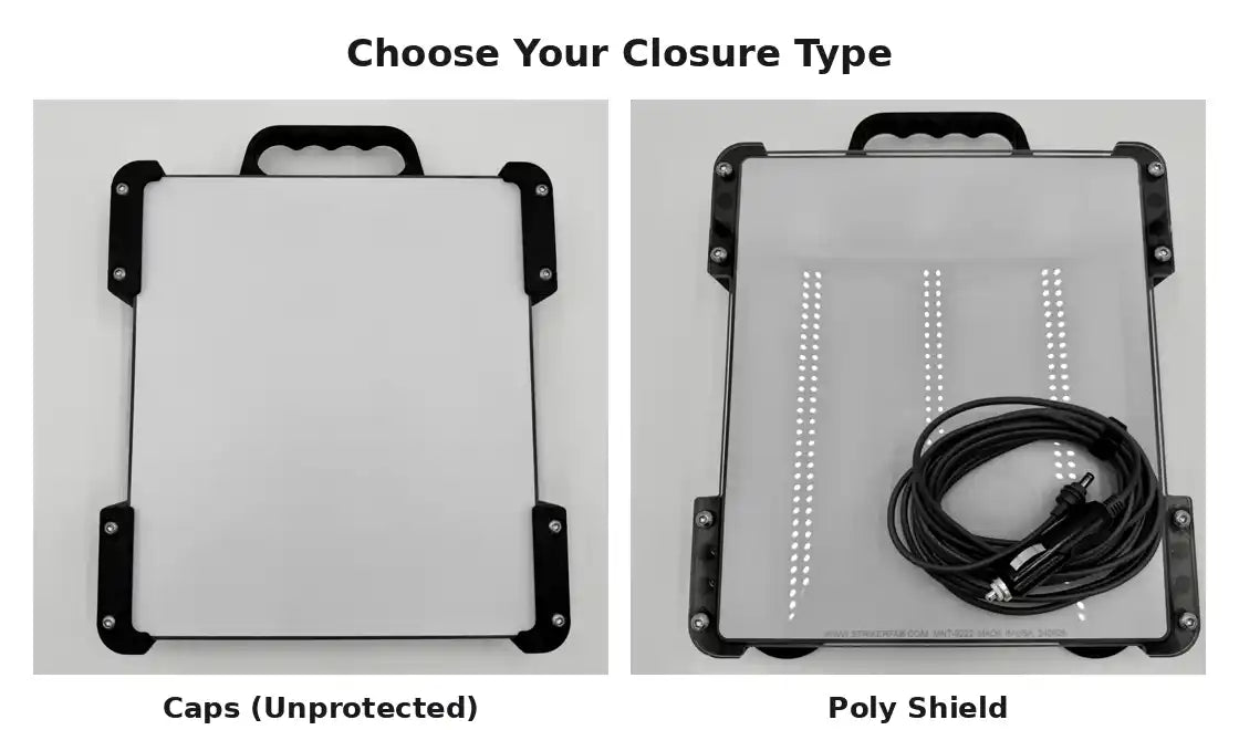Starlink mount closure type comparison — Caps versus Poly Shield